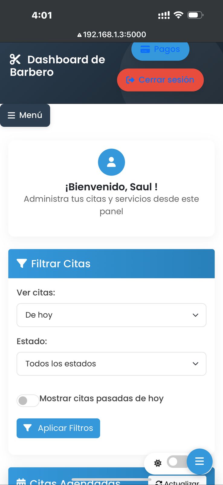 Panel de estadísticas diarias